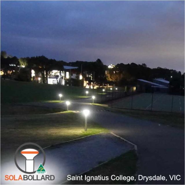 Solar bollard lighting across the school grounds at St Ignatius College, VIC